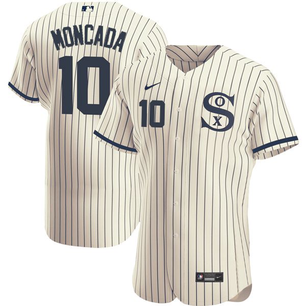 Men Chicago White Sox 10 Moncada Cream stripe Dream version Elite Nike 2021 MLB Jerseys